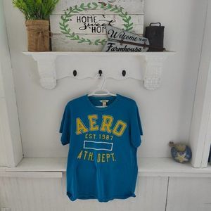 Blue Aero Auth Dept 1987 Blue T Shirt Printed, Size large
